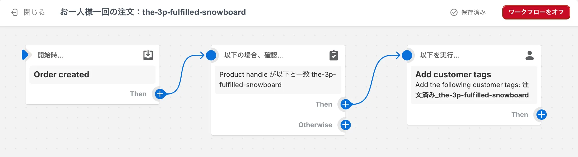 注文をFLOW開始のトリガーに設定